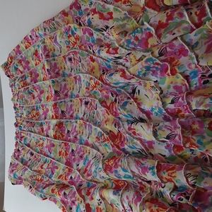 Dimri lined colorful ruffled skirt size large polyester elastic waist band
